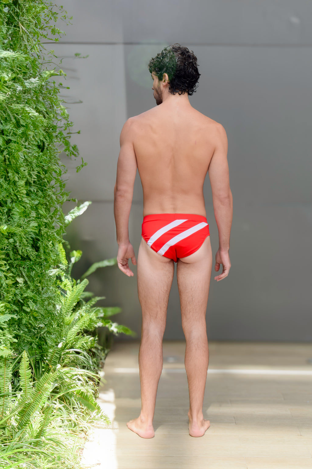 “La Guadalupana” Striped Swim trunk