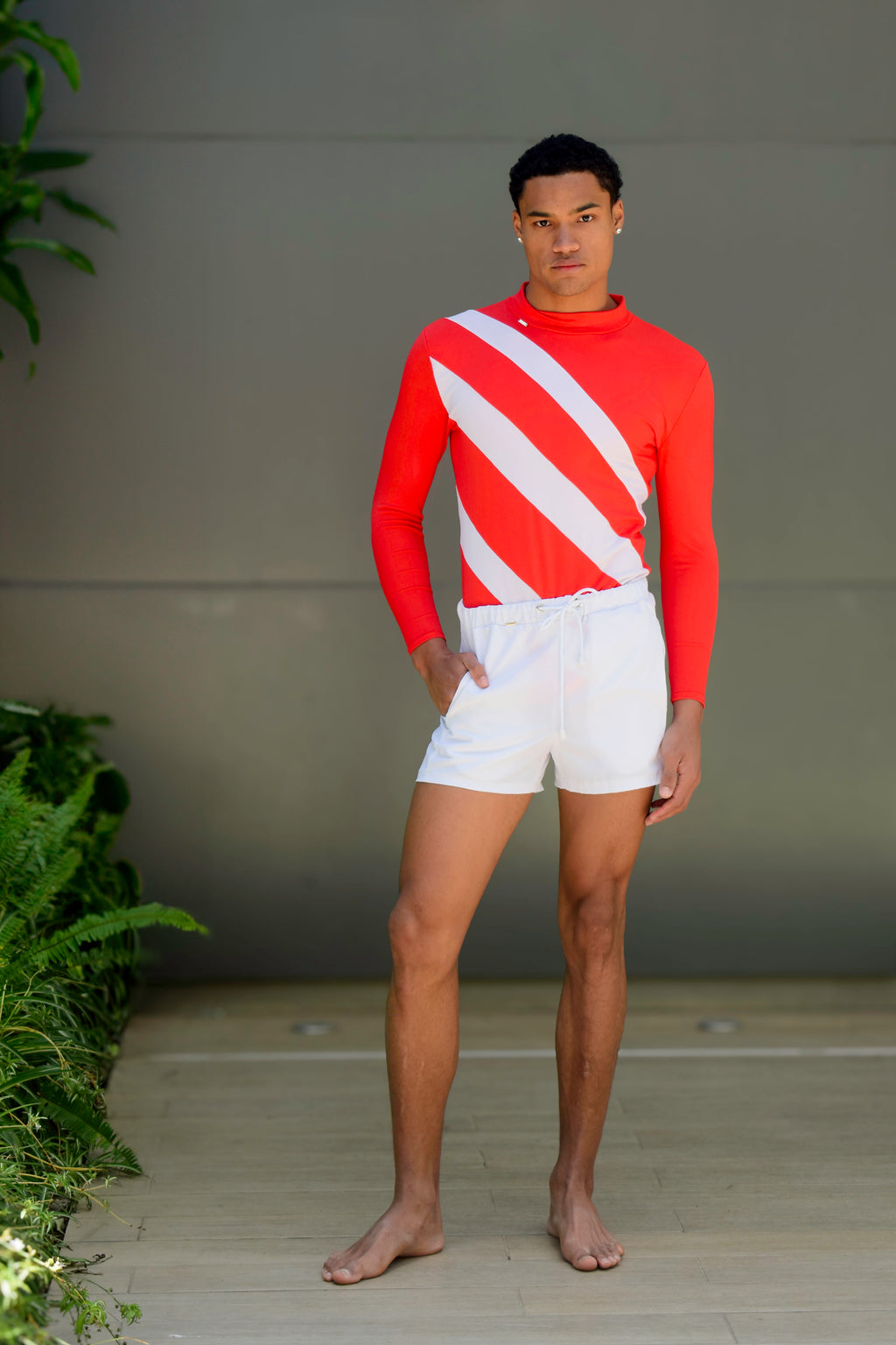 "El Natador" Striped Bodysuit