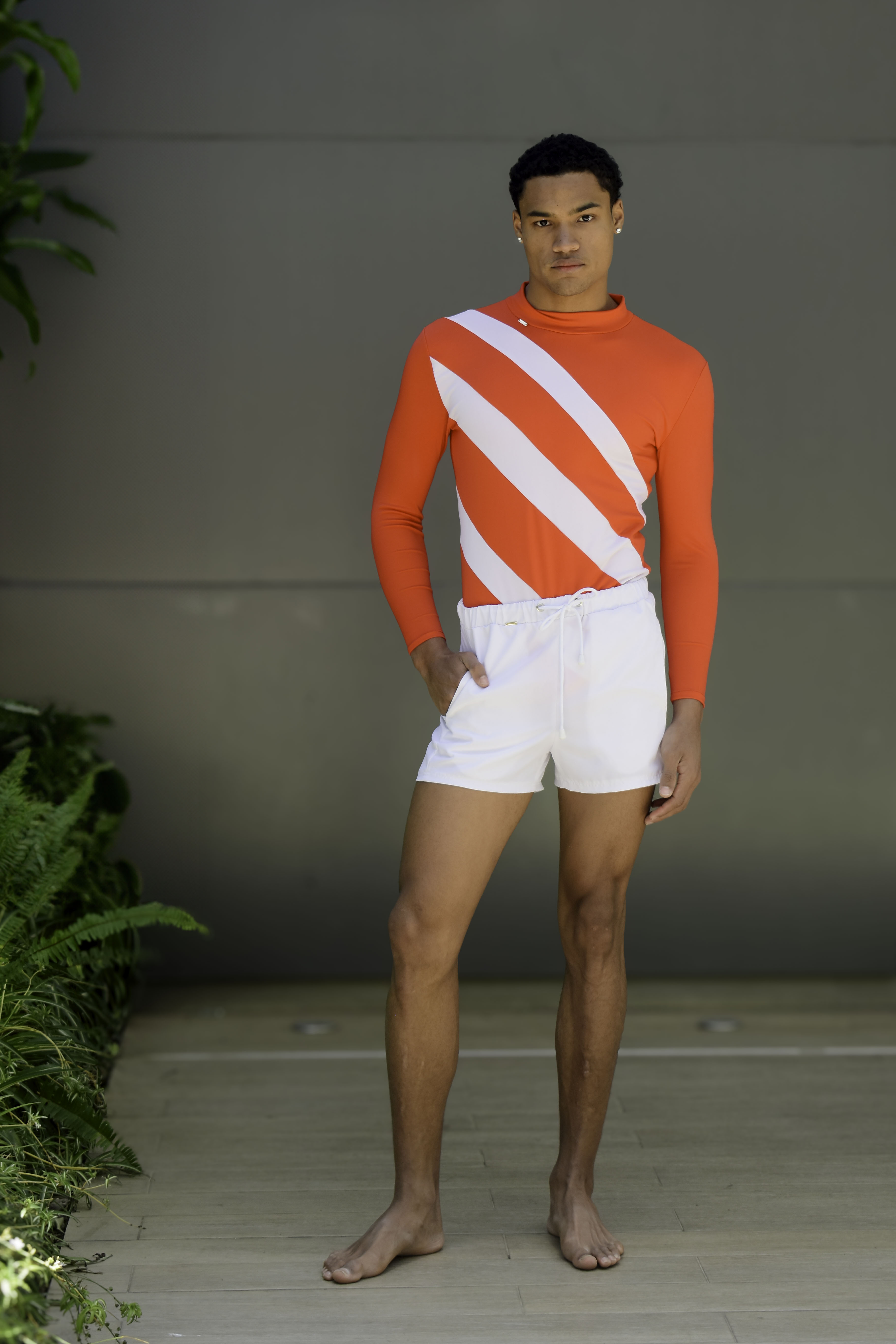 "El Natador" Striped Bodysuit